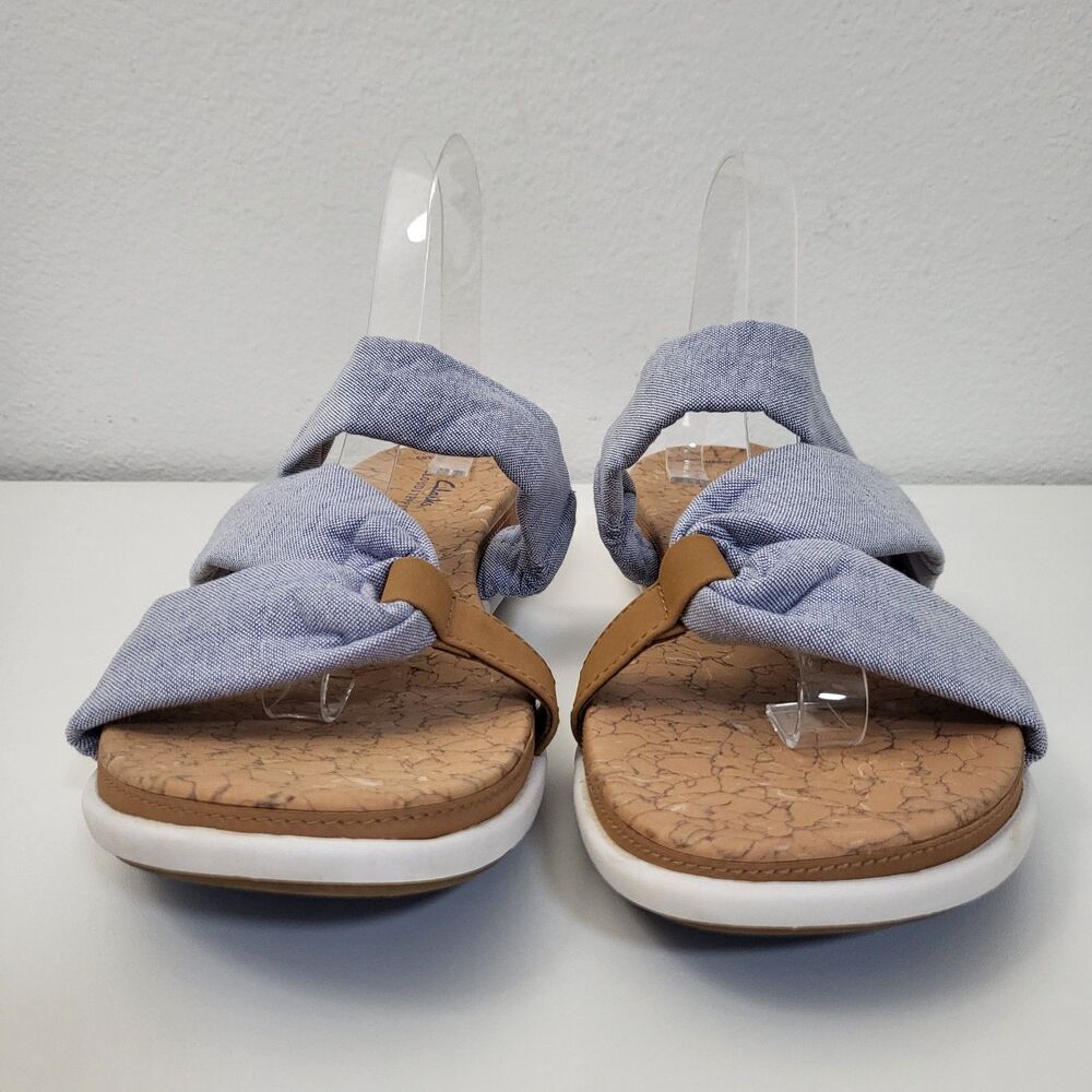 Clarks Light Blue Fabric Twist Slingback Sandals - Picture 3 of 10